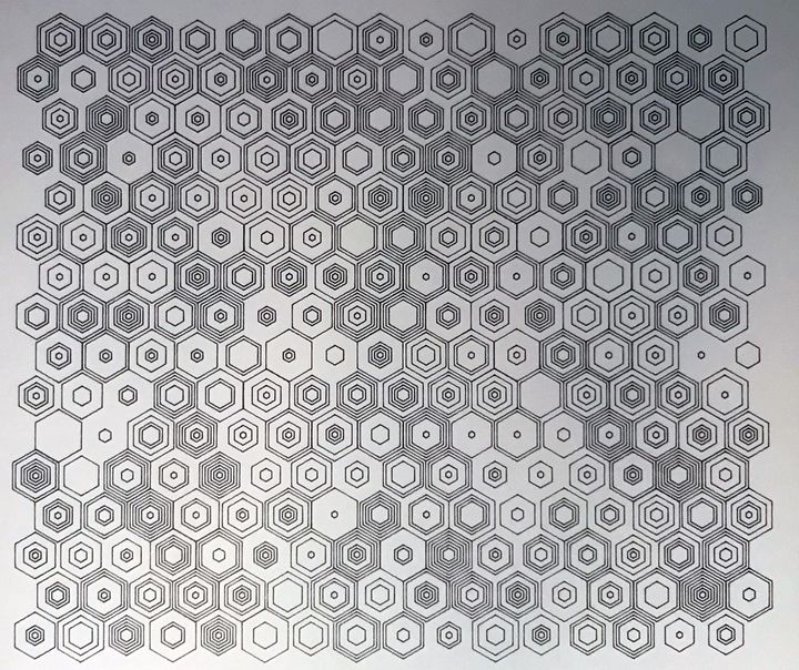8 bits hexagons, shuffled