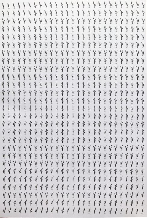 6 trits bouquets, black on white, in sequence