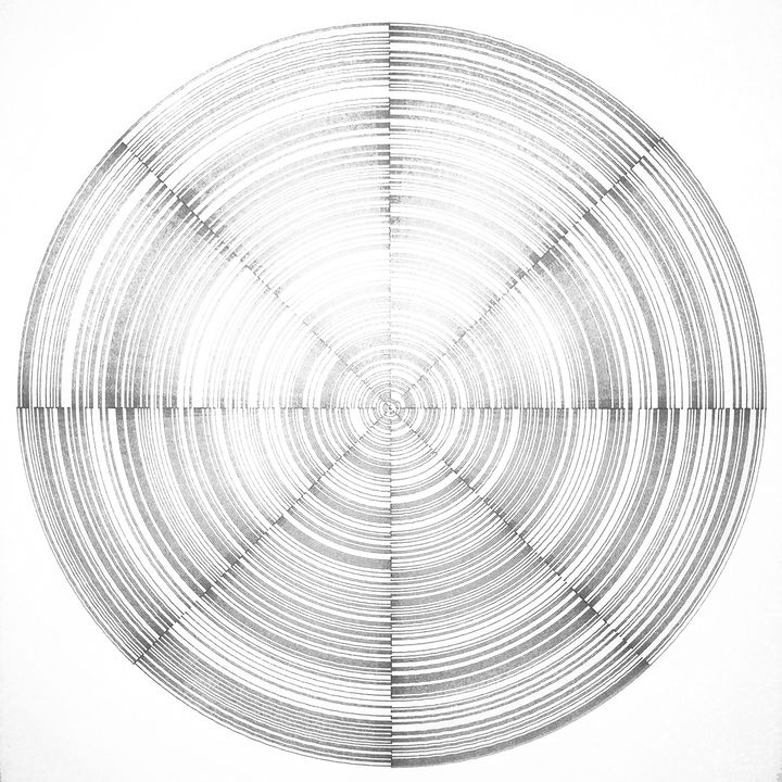 8 bits binary circular lines, black on white, shuffled