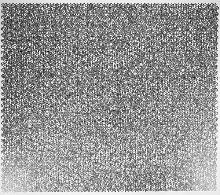 12 bits binary 3D cubes, black on white, shuffled