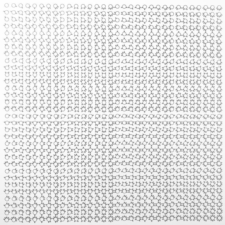 10 bits covid viruses with binary spikes, black on white, shuffled