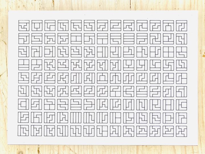 Four districts in a four by four city, black on white